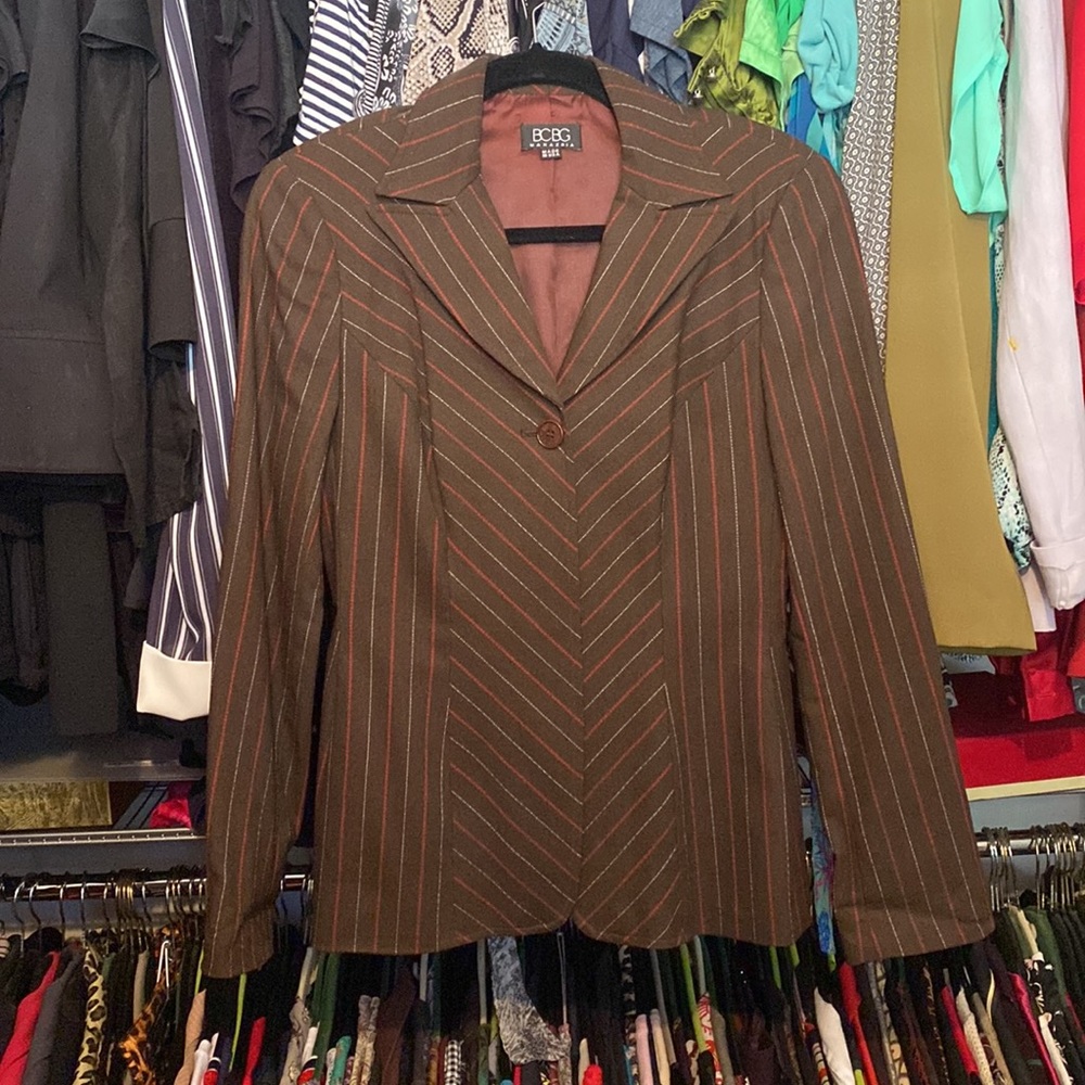 BCBG jacket with skirt and pants